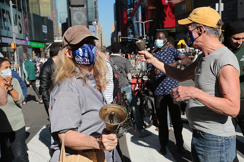 2020 Election Celebrations : New York City : Times Square : Richard Moore : Photographer : Photojournalist